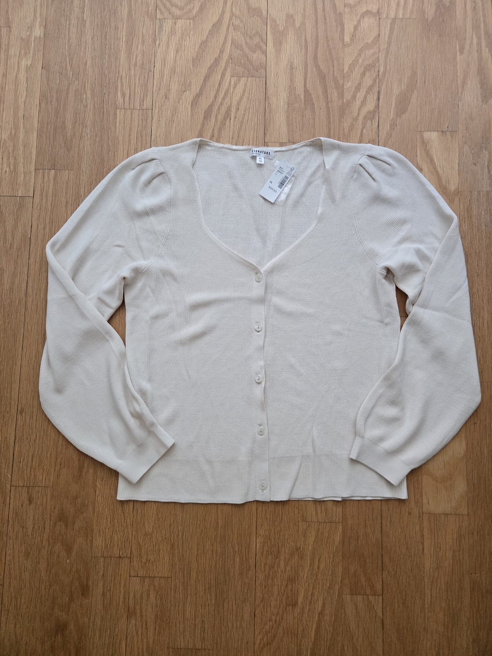 Light Cream Button-Front Cardigan